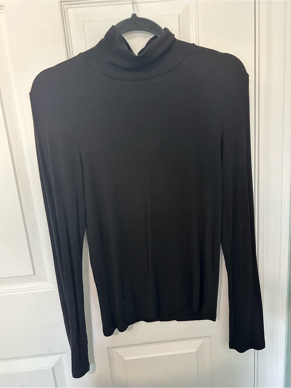 Wilfred Black Lightweight Ribbed Turtleneck Long Sleeve Top